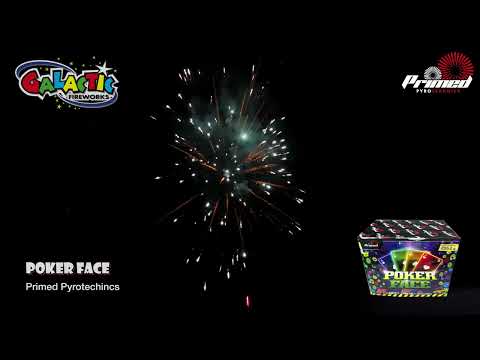 Firing demonstration of the Poker Face 24 shot cake showing the finale volley.