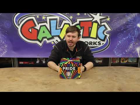 James Turver reviewing the Pride 49 shot cake by Brothers Pyrotechnics.