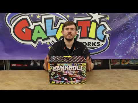 Bankroll firework night footage — fanned multi-colour display