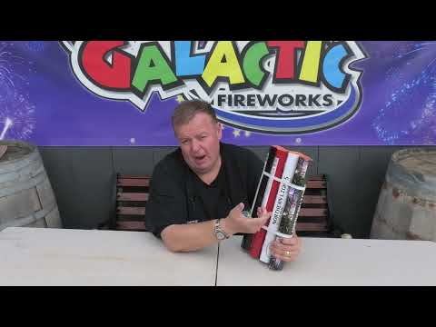 Galactic Fireworks team member showing the 4-pack and explaining the effects.