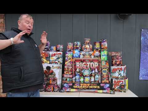 The Sonic Boom Pack containing 52 fireworks laid out on a table.