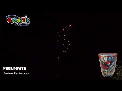 Performance video of Ninjas Power firing 19 shots of mixed colour and crackle.