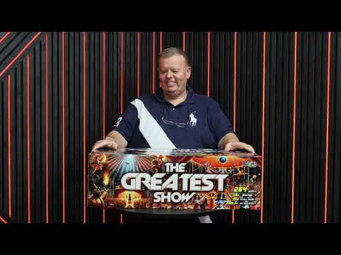 Side view of The Greatest Show compound firework showing size and fuse location.