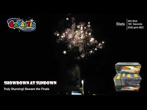 Showdown At Sundown 204 shot compound firework full display demonstration.