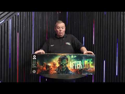Afterlife compound firework night footage — fanned display
