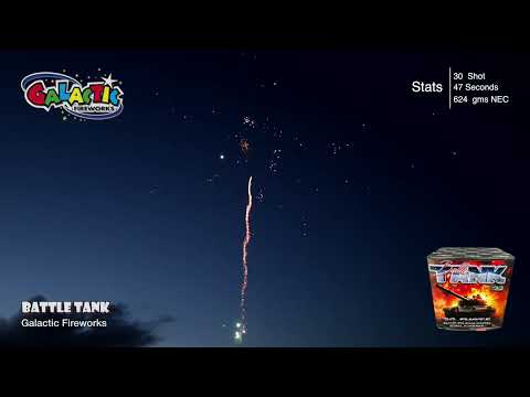 Battle Tank 30-shot firework cake demo by Galactic Fireworks
