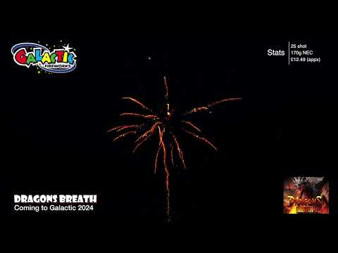 Dragons Breath firework display with colourful strobing tips