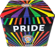 Pride 49 shot firework cake by Brothers Pyrotechnics with gold mine effects.
