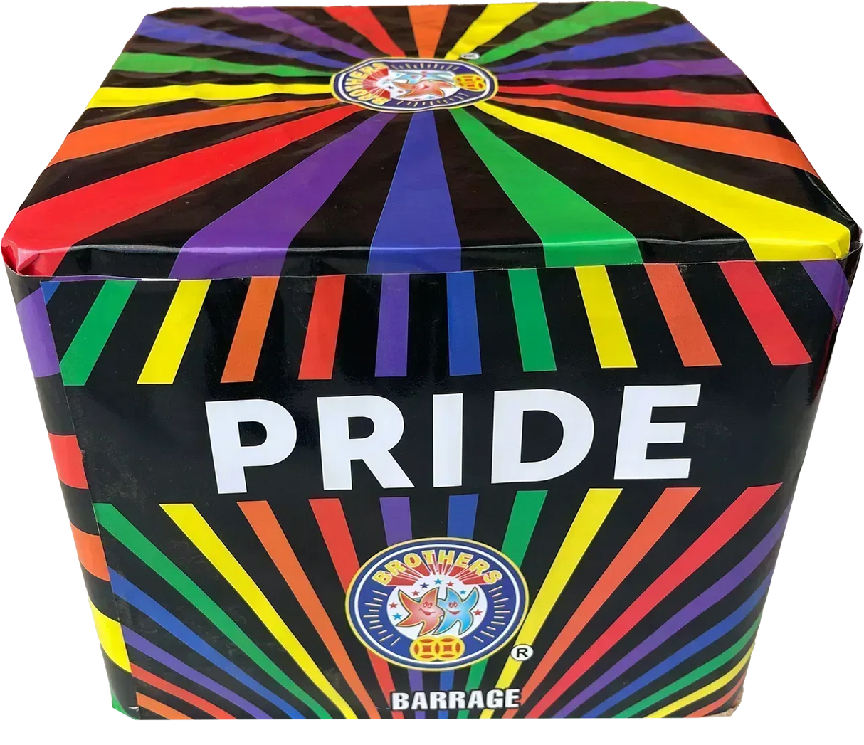 Pride 49 shot firework cake by Brothers Pyrotechnics with gold mine effects.