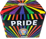 Pride 49 shot firework cake by Brothers Pyrotechnics with gold mine effects.