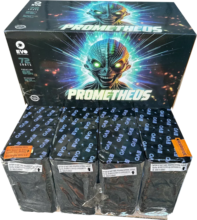 Prometheus 72-shot fanned compound firework by Evo Fireworks
