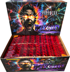 Psycho 100-shot fanned finale compound firework by Pyroworx