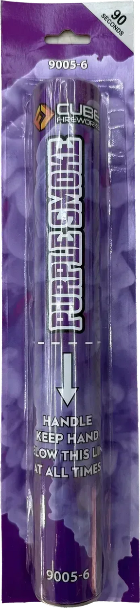 Purple Handheld Smoke Grenade by Cube Fireworks, purple wire-pull smoke, 60–90 seconds