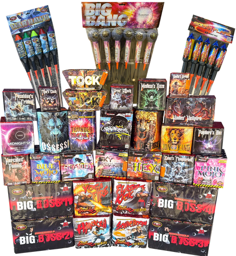 Pyro Party Pack 46-piece complete display firework pack by Galactic Fireworks