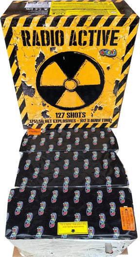 Radioactive 127-shot fanned F3 compound firework by Galactic Fireworks
