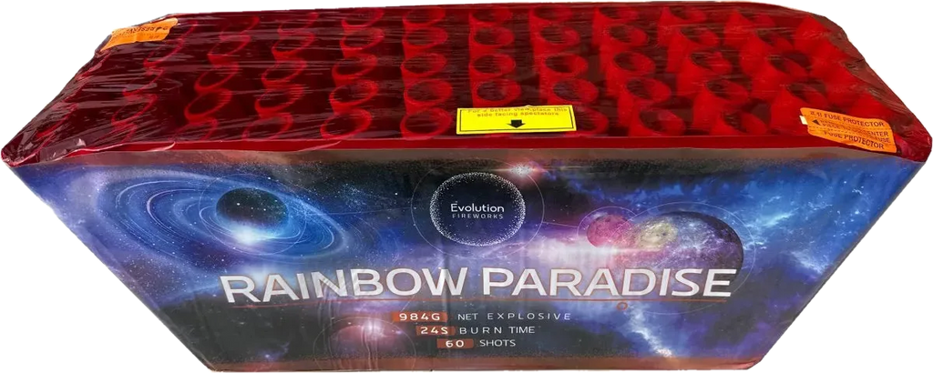 Rainbow Paradise | 60-Shot Cake – Galactic Fireworks