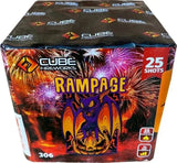 Rampage 25-shot F2 garden cake firework by Cube Fireworks