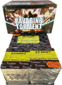 Ravaging Torment 86 shot compound firework by Xtreme firing colourful dahlias and swimming stars.