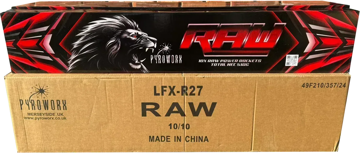 RAW rockets 10-case bulk deal by Pyroworx - 1.3G professional display rockets