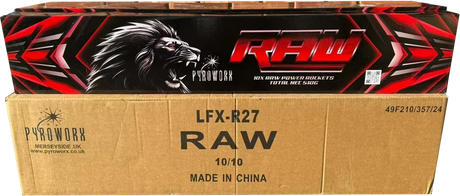 RAW rockets 10-case bulk deal by Pyroworx - 1.3G professional display rockets