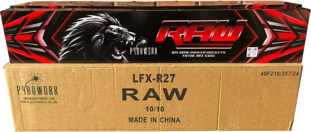 RAW rockets 10-case bulk deal by Pyroworx - 1.3G professional display rockets