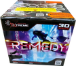 Remedy 30 shot cake by Xtreme Fireworks firing gold brocades and aqua stars.