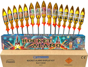 Rocket Alamo by Brothers Pyrotechnics, 15-pack crate of giant 1.3G F3 rockets including King Reborn and Space X