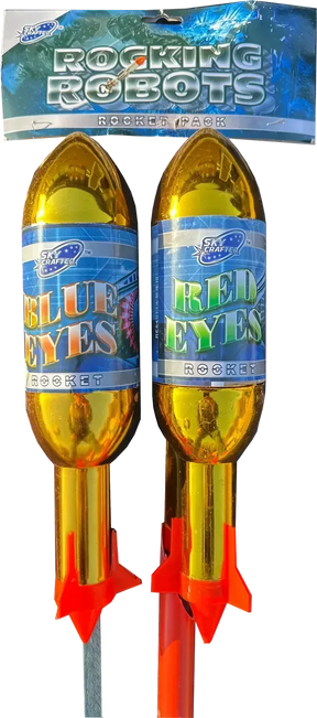 Rocking Robots 1.3G Rockets twin pack by Sky Crafter showing large burst effects.