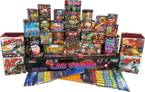 Full contents of the Roll The Dice Pack featuring Las Vegas Crate, Big Top, and Pyro Fighter cakes with rockets.