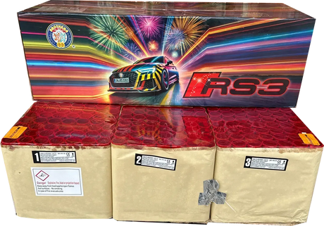 RS3 147 shot compound firework by Brothers Pyrotechnics.