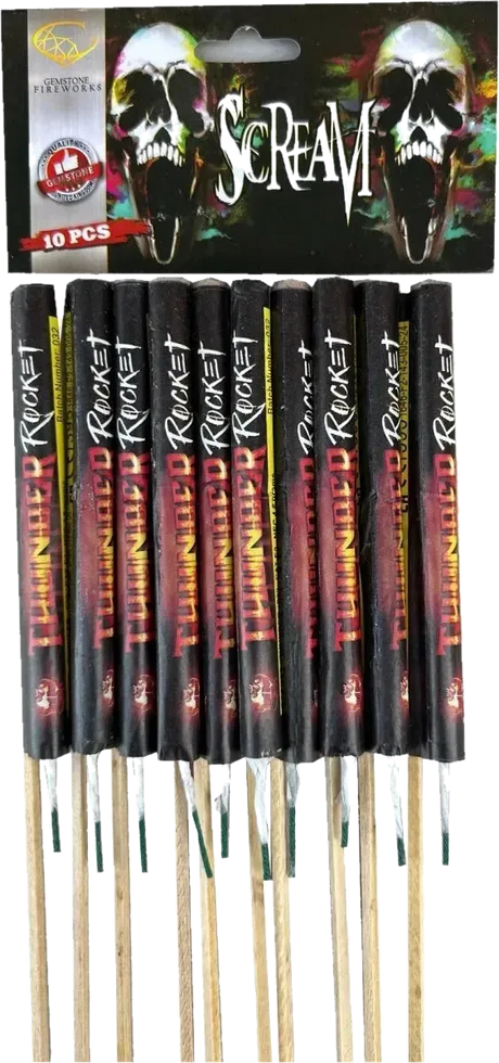 Scream Rockets by Gemstone Fireworks, 10-pack whistle bottle rockets