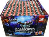 Screeching Missiles 100-shot cake firework by Cube Fireworks