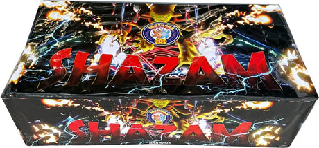Shazam 208-shot fanned F3 cake firework by Brothers Pyrotechnics