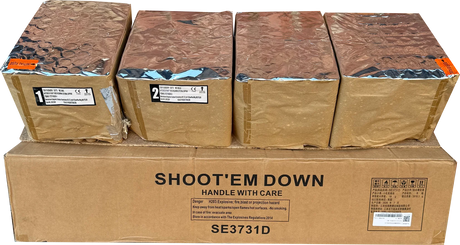 Shoot Em Down 292-shot fanned F3 compound firework by Brothers Pyrotechnics
