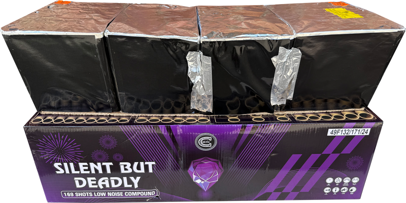 Silent But Deadly 169 shot low noise compound firework by Celtic Fireworks.