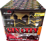 Sin City 36-shot F3 cake firework by Primed Pyrotechnics