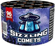 Sizzling Comets 96-shot cake firework by Cube Fireworks