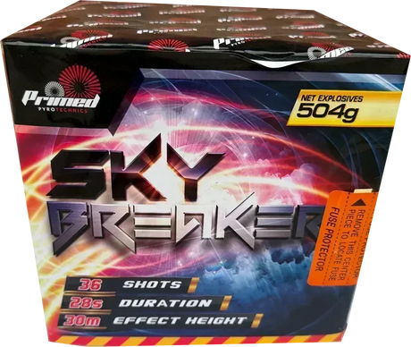 Sky Breaker 36-shot F3 noise cake firework by Primed Pyrotechnics