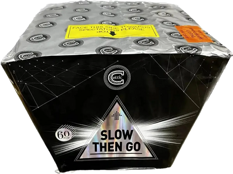 Slow Then Go 60-shot fanned low-noise F3 cake firework by Celtic