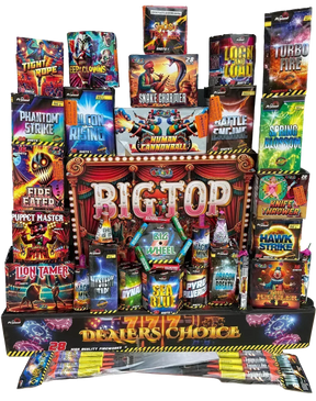 The Snake Charmer Pack containing 37 individual fireworks from Dealer's Choice and Big Top.
