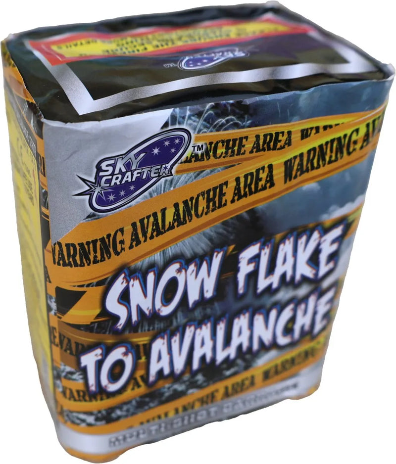 Snowflake To Avalanche 12 shot garden firework cake by Sky Crafter in packaging.