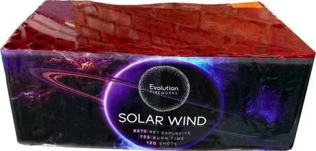 Solar Wind 120-shot fanned low-noise F3 cake firework by Evo Fireworks