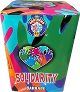 Solidarity 16 shot garden firework cake by Brothers Pyrotechnics in packaging.