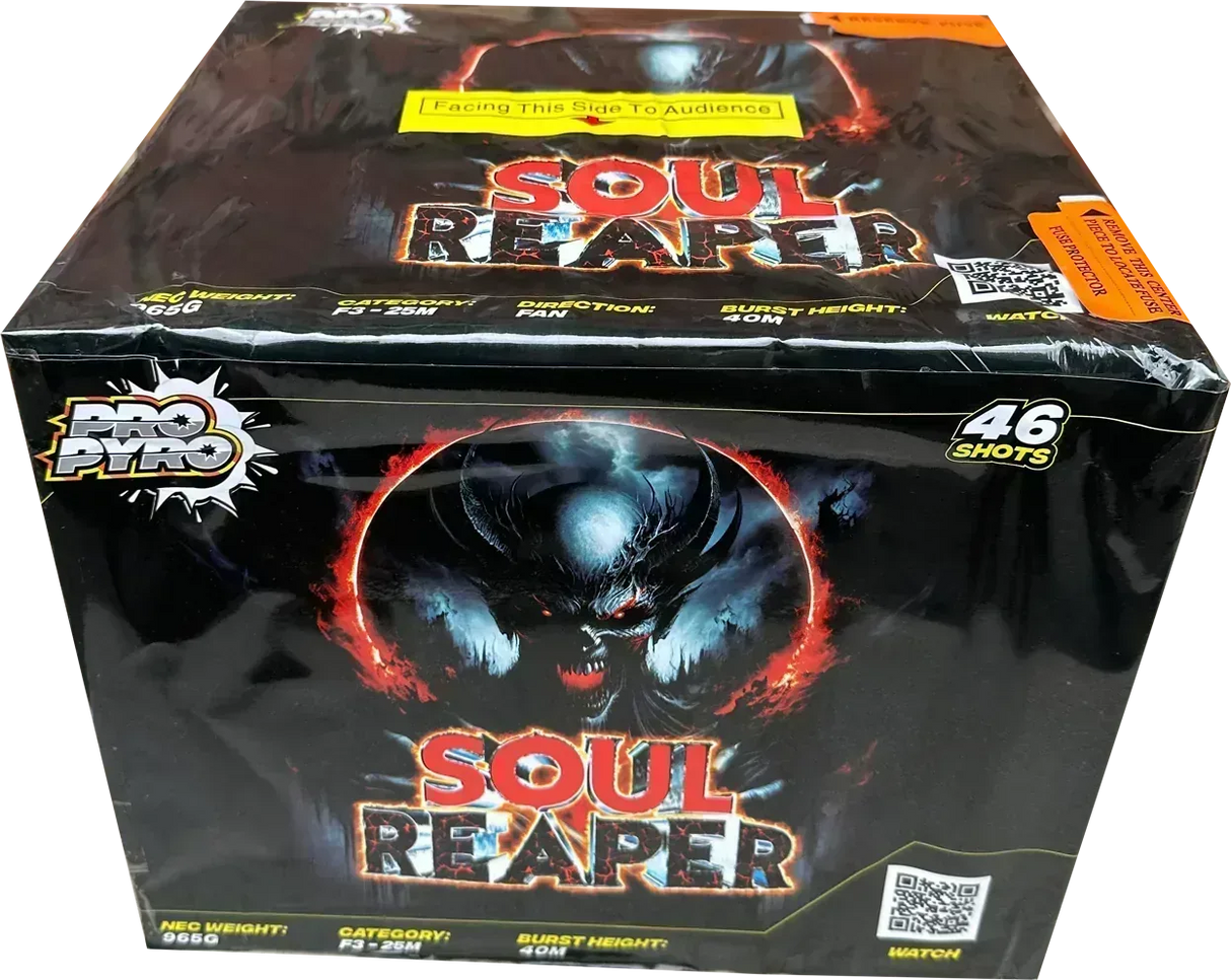 Soul Reaper 46 shot single ignition barrage by Cube Fireworks.