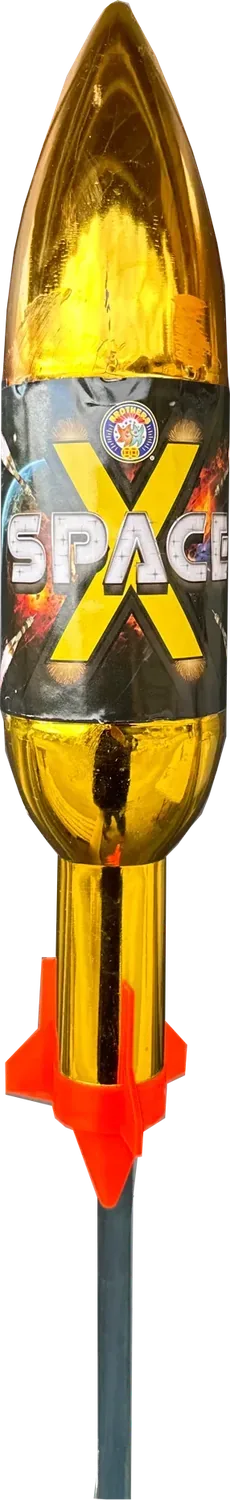 Space X by Brothers Pyrotechnics, 175g F3 single-shot rocket, golden brocade burst, one of the biggest UK consumer rockets