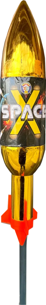 Space X by Brothers Pyrotechnics, 175g F3 single-shot rocket, golden brocade burst, one of the biggest UK consumer rockets