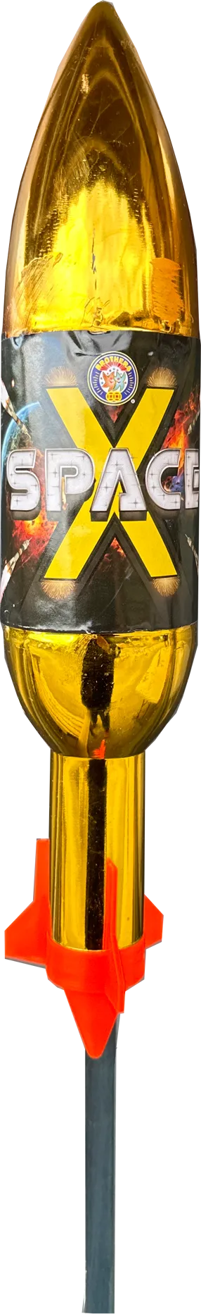 Space X large single rocket by Brothers Pyrotechnics in packaging.