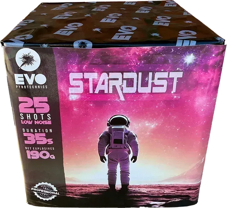 Stardust 25 shot low noise garden firework by Evo Pyrotechnics.