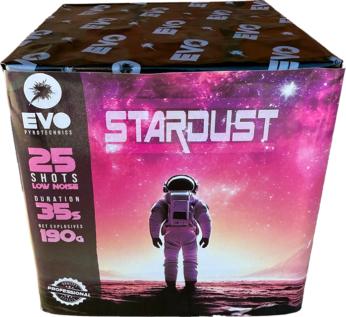 Stardust 25 shot low noise garden firework by Evo Pyrotechnics.