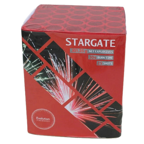 Stargate 25-shot F3 cake firework by Evo Fireworks